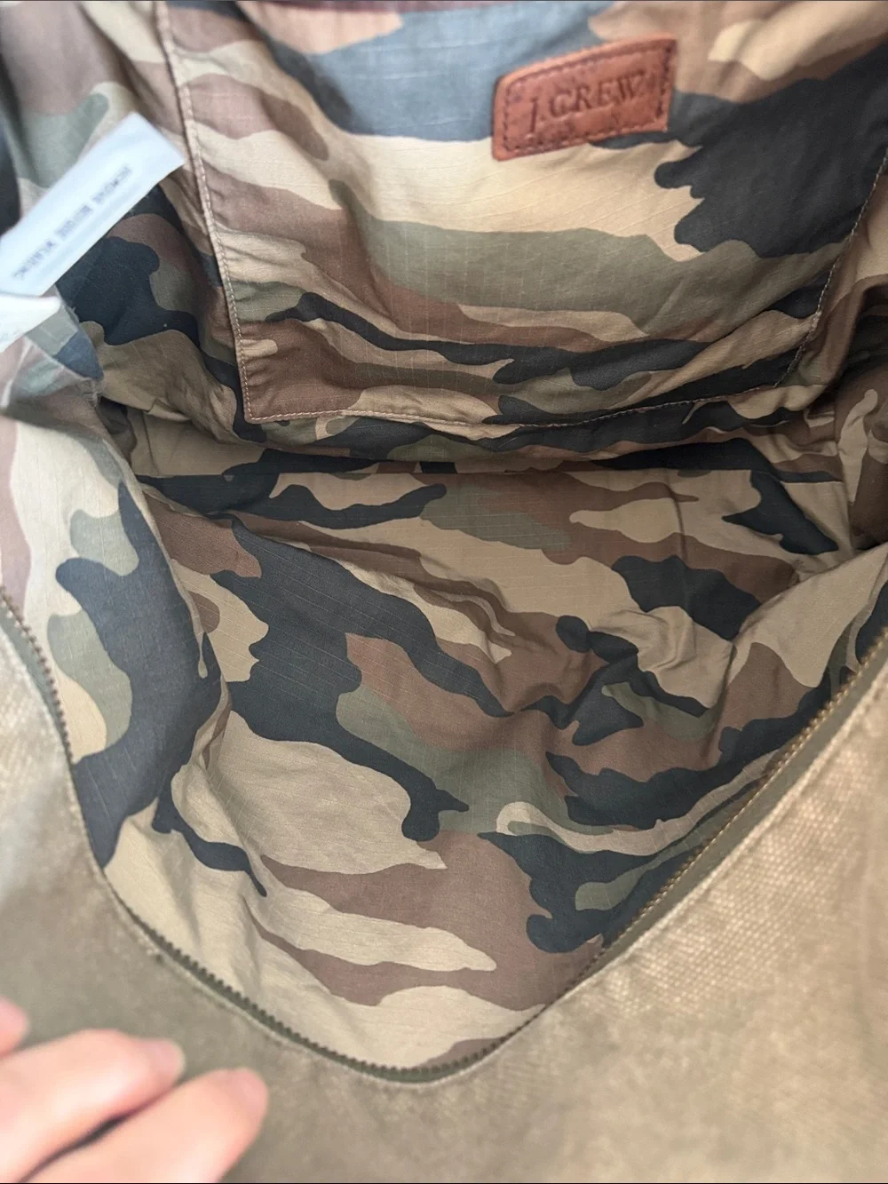 J CREW Camo Canvas Tote Bag - Military Green- distressed camo